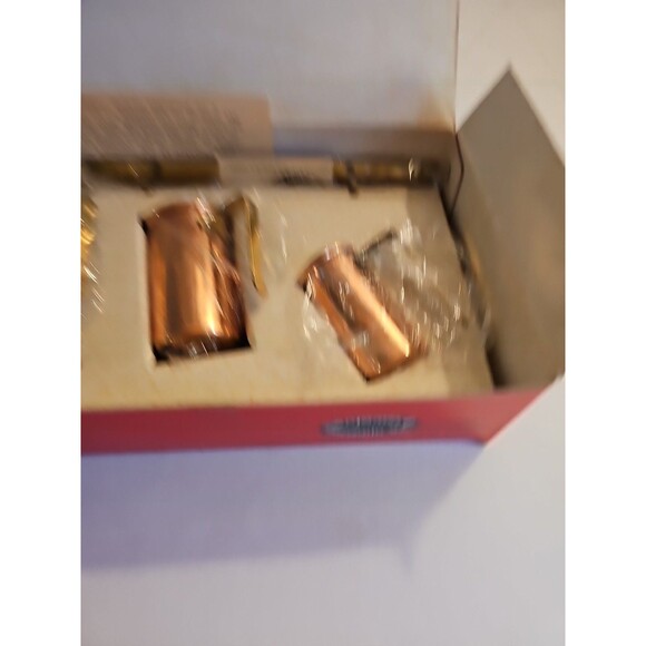 benjamin & medwin inc 4 pc solid copper measuring cup set with brass rack - Picture 3 of 7